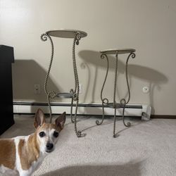Vintage Twisted Wrought-Iron Plant Stands (Matching Pair) – $75