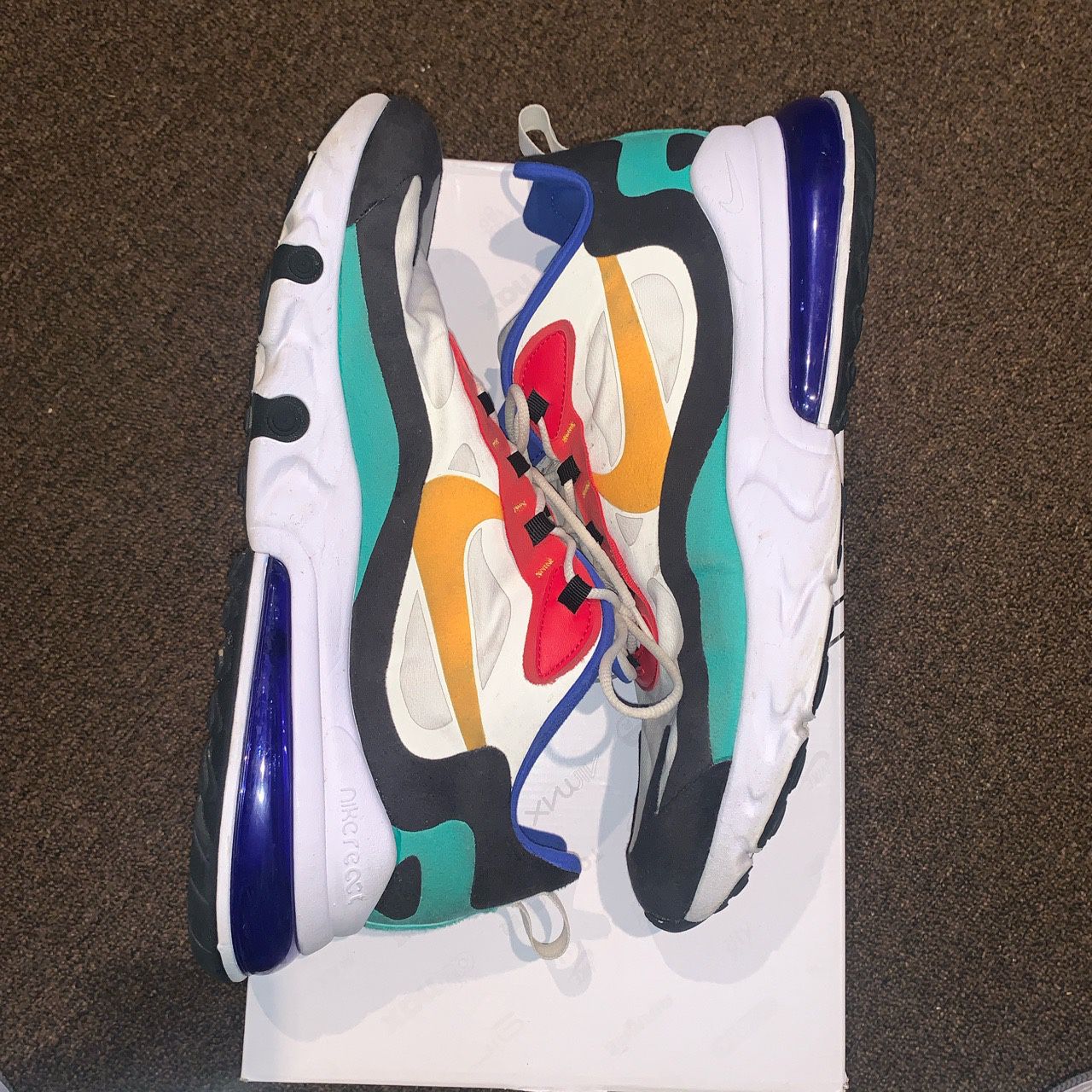 Size 9.5 2017 Nike react 270 Louis Vuitton print with size 36-42 belt for  Sale in Tacoma, WA - OfferUp