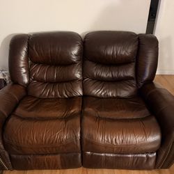 Brown Couch With Electric Recliner 