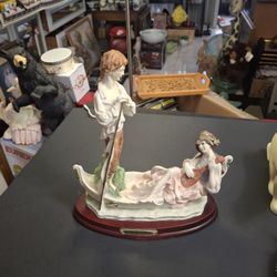 The Mirella Collection "Gita In Barka Boat Trip" Vintage Mid Century Light Sculpture, A Woman & Man Have A Moment Of Tranquility & Intimacy 