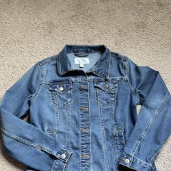 Time and Tru Womens Size S 4-6 Denim Blue Jean Jacket Stretch Pockets