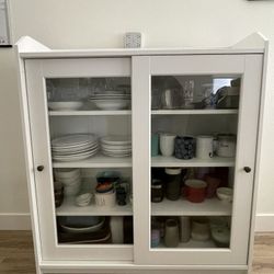 White Glass Door Cabinet 