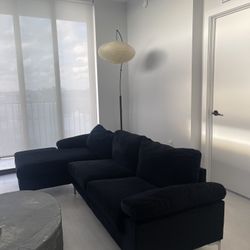 Black Modern Sofa, Black Velvet Couch, Sleek Sofa