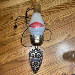 Vintage Cast Iron Trivet Grain Belt Wall Hanging Sconce Lamp Beer Advertising