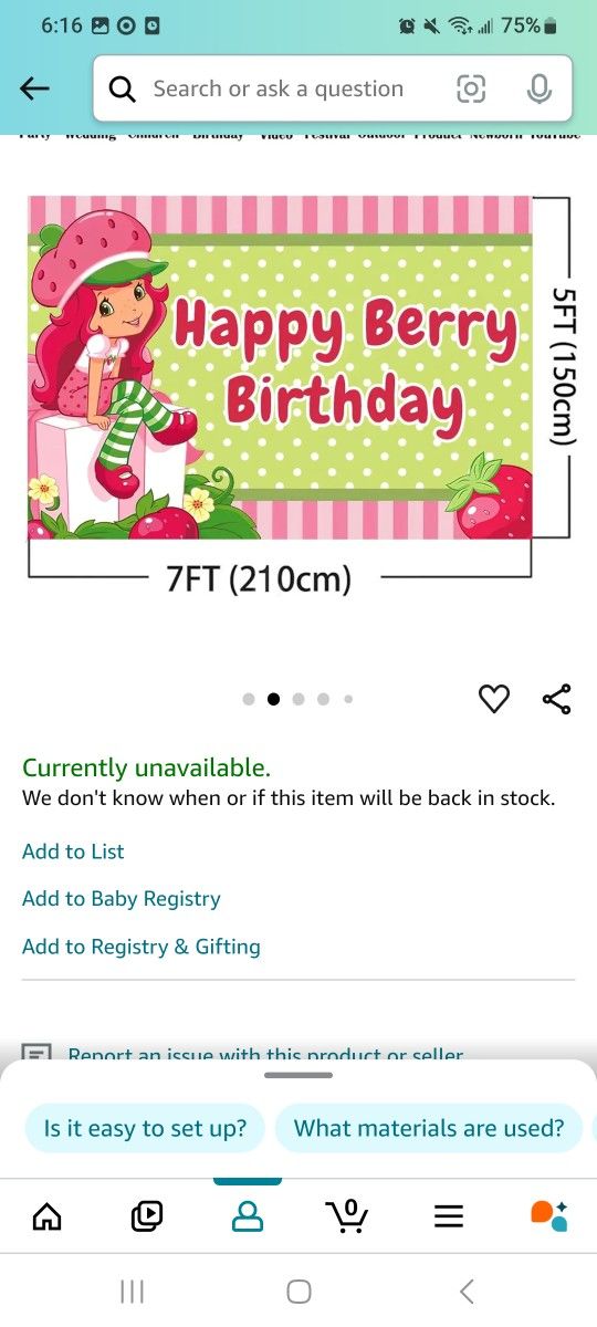 RARE! Strawberry Shortcake Birthday Decoration w/Character Yard Decorations