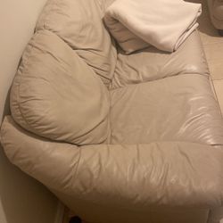 Beige Leather Sofa