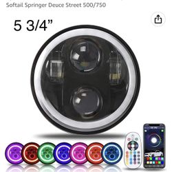 Headlight  Black Housing LED  Drl RGB Halos For Motorcycle 