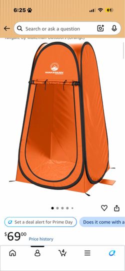 Pop Up Pod - Privacy Shower Tent, Dressing Room, or Portable Toilet Stall with Carry Bag for Camping, Beach, or Tailgate by Wakeman Outdoors (Orange)