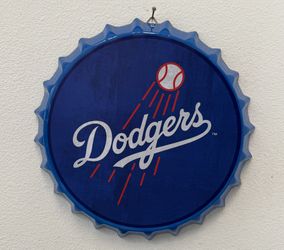 Dodgers 14” Metal Tin Bottlecap