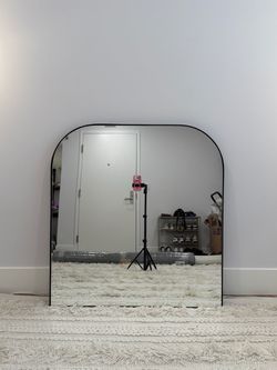 32”x34” Matte black metal frame mirror
