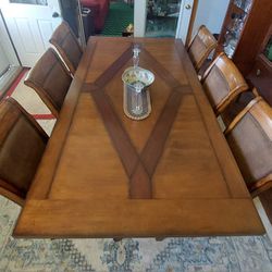 Ashley Signiture Design Trestle Table & 10 Chairs