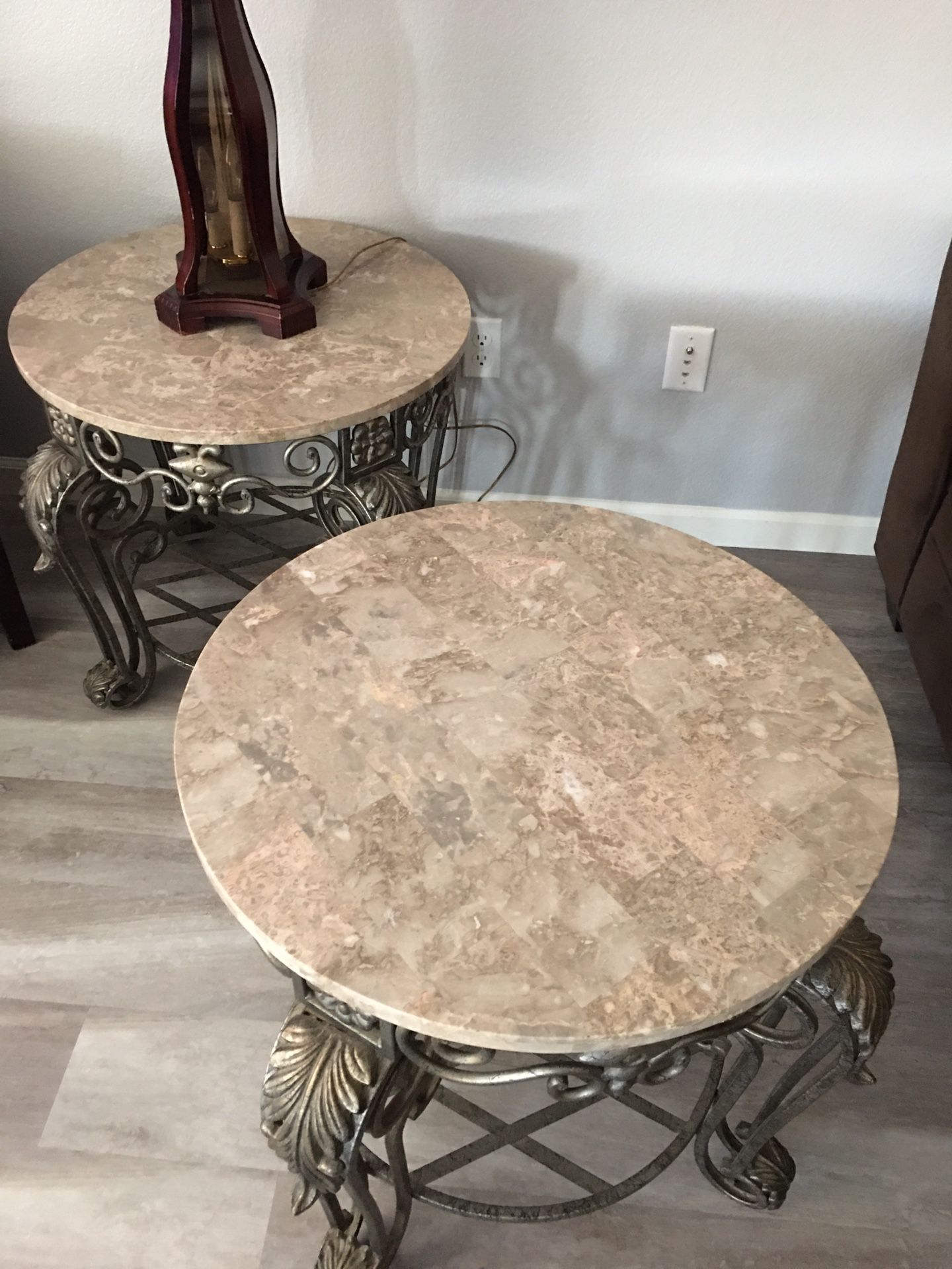 End tables in good condition . They are priced to go fast , so act fast, first one gets them.