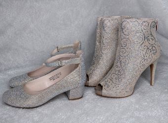 Rhinestone stiletto and little girl shoes