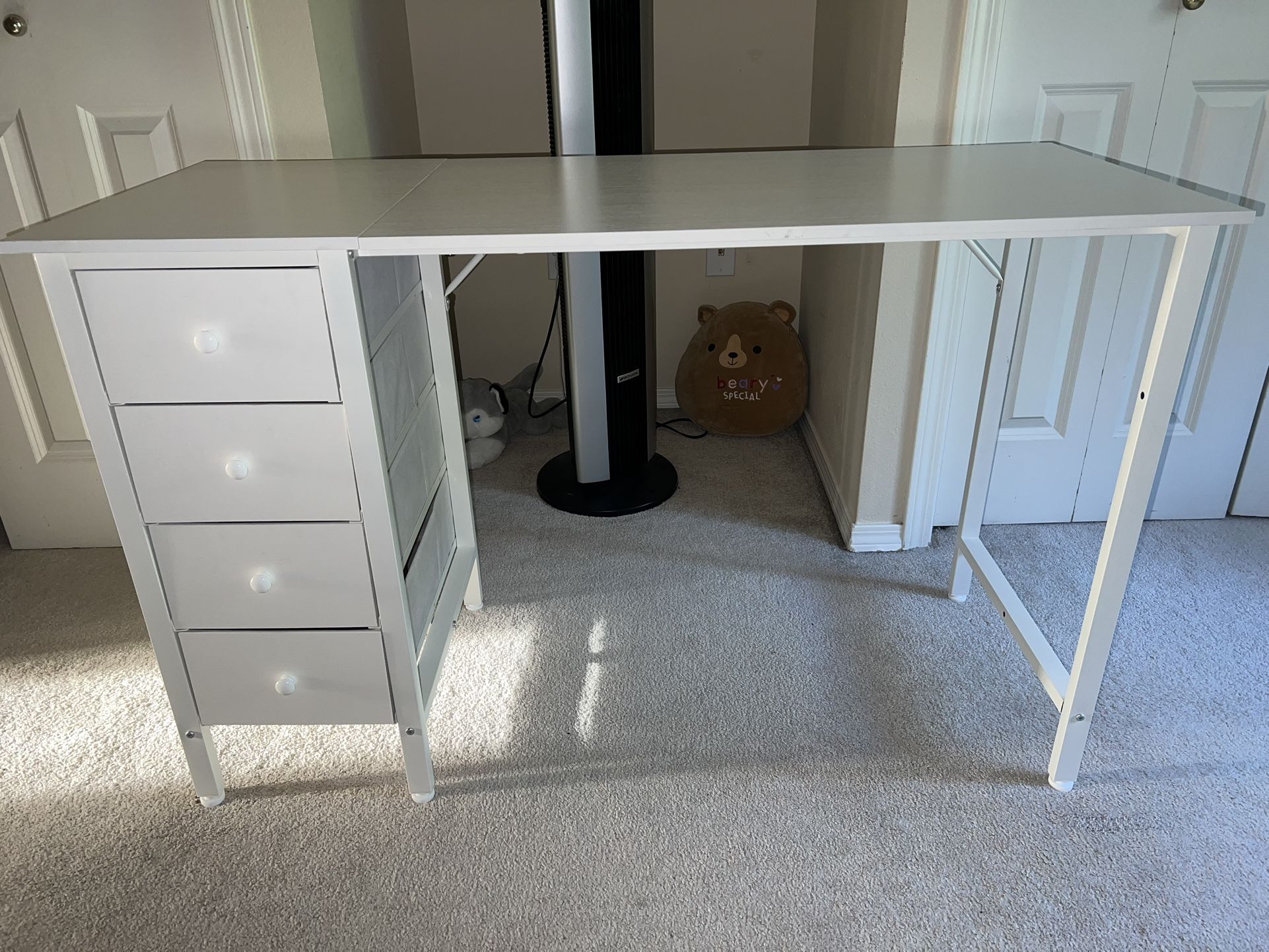 White Computer Office Desk with Drawers