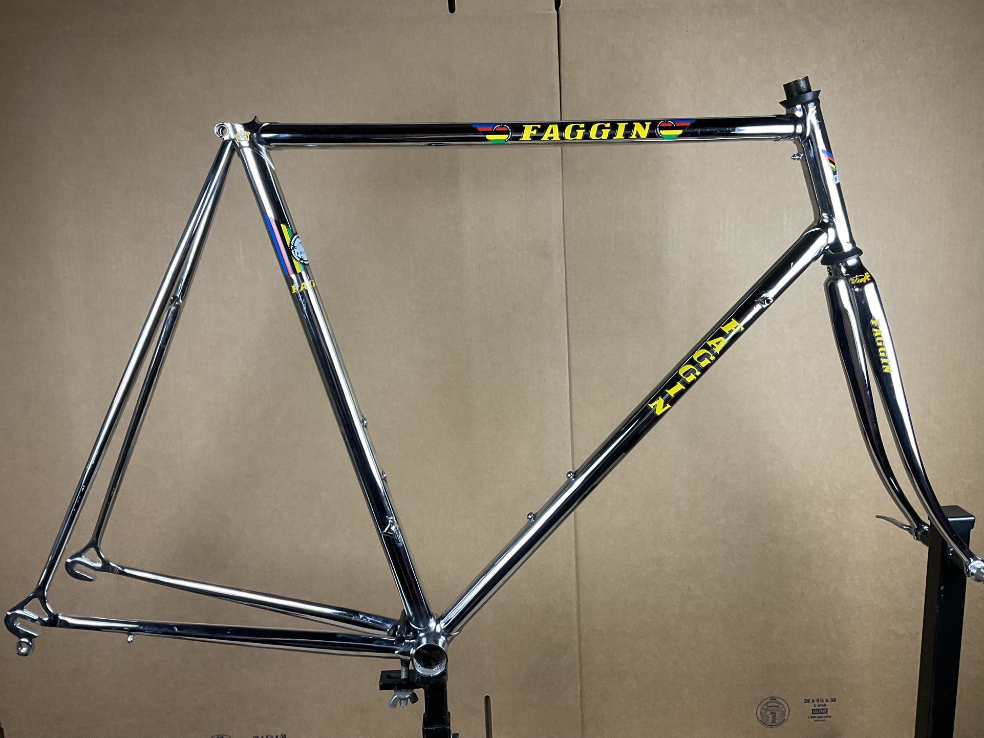 Faggin Chrome Frameset 58cm Columbus SPX/Campagnolo Dropouts Vintage Road Bike