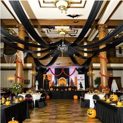 New 8 Panels 5ftx30ft Black Ceiling Drapes for Halloween Parties – 30 FT Extra Long Thick Polyester Wrinkle-Free Drapery Tent Decor Decorations for Bi