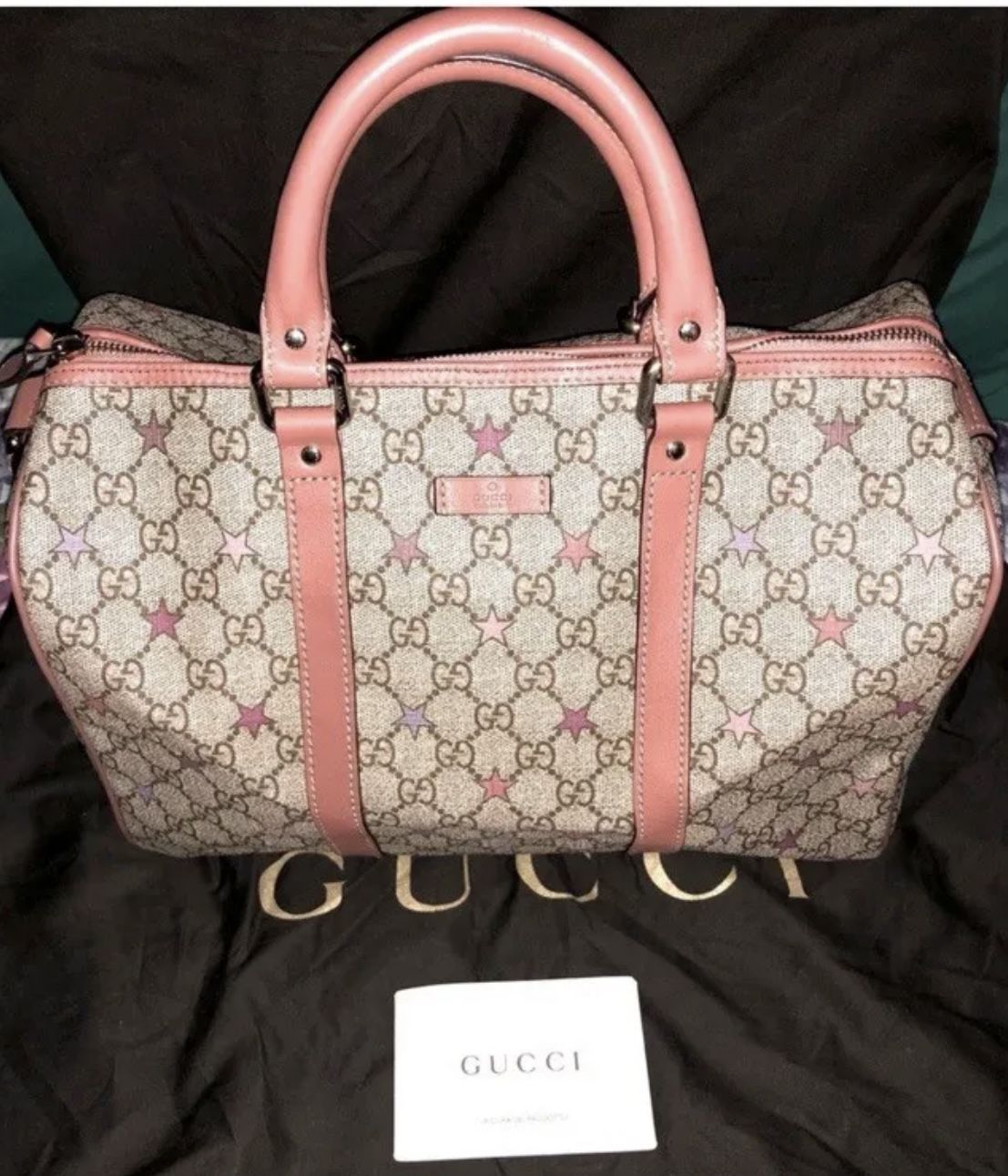 Authentic Gucci GG Supreme Stars Medium Joy Boston Bag $995