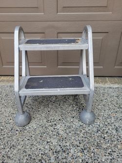 2-Step Metal Step Stool with Handrails