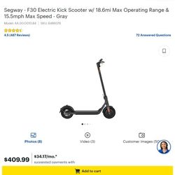 Segway- F30 Electric Kick Scooter Brand New And Unopened $350 or OBO