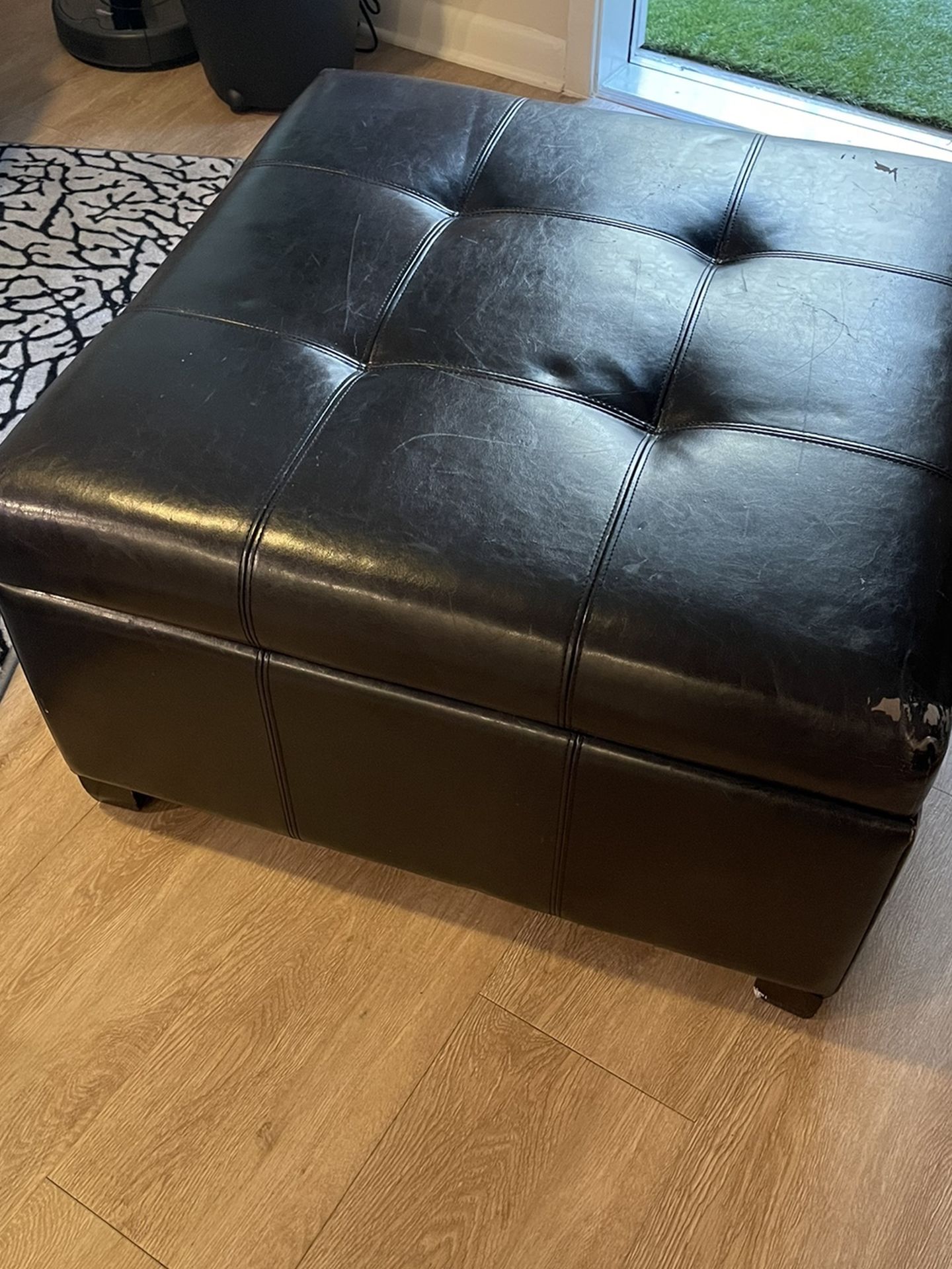 Faux Leather Storage Ottoman