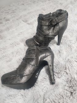 Grey stiletto high heels
