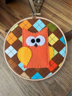 Handmade Owl Embroidery Hoop Wall Art