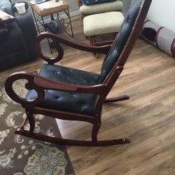 Rosewood And Brass Inlay Rocking Chair