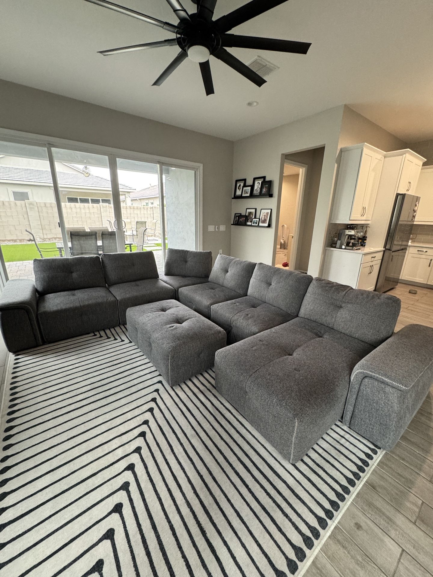 Modular Grey Sectional With Ottoman
