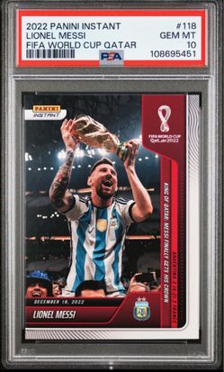 2022 PANINI INSTANT FIFA WORLD CUP QATAR #118 LIONEL MESSI PSA 10