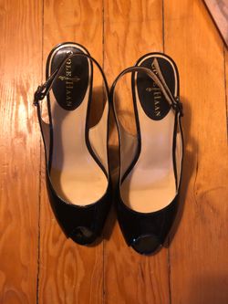 Cole Haan Black sling back peep toe 2 in heel like new