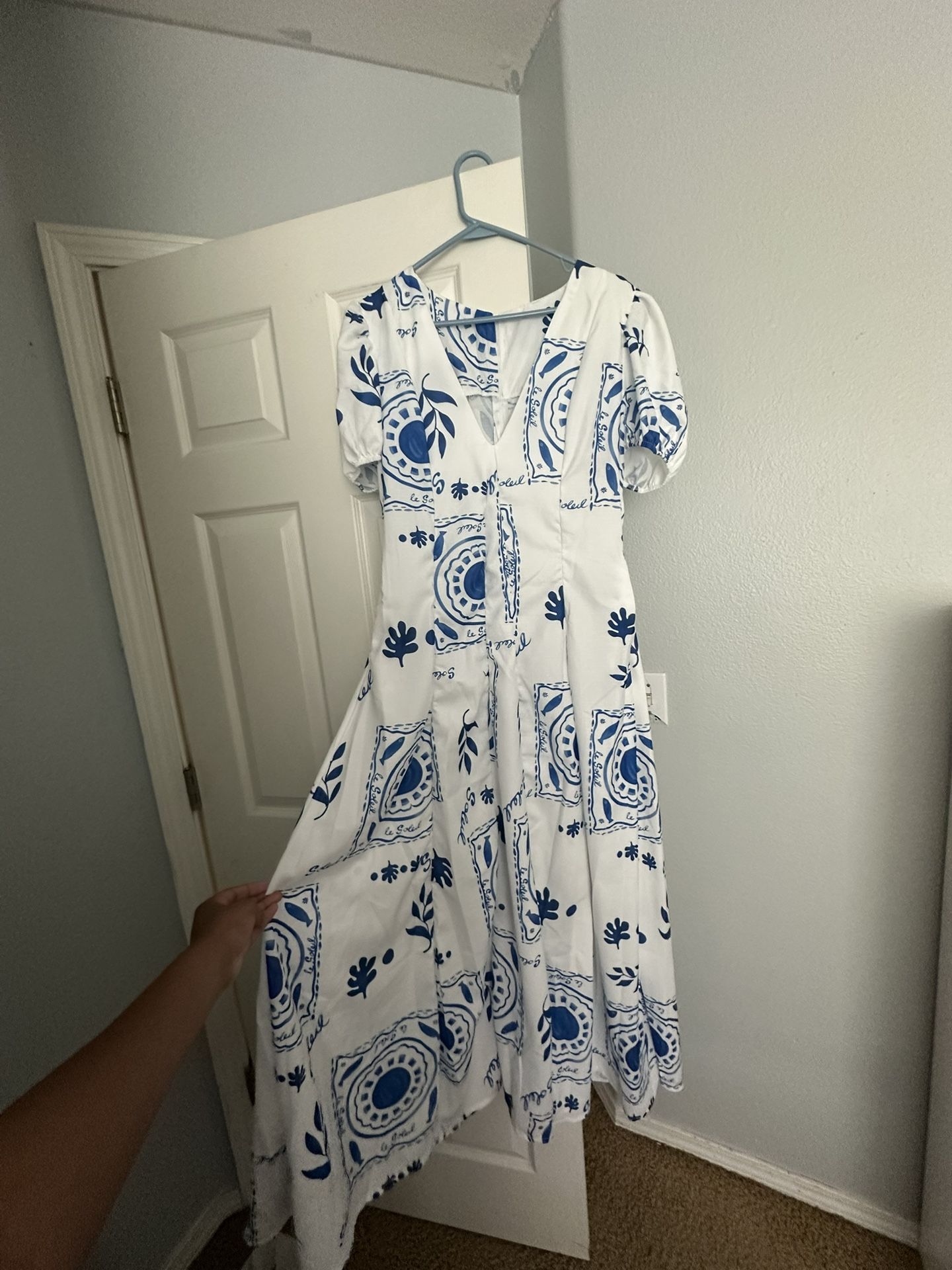 Blue and White Maxi Dress
