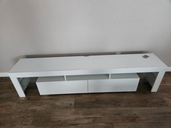 White TV Stand with Drawers and Open Shelves