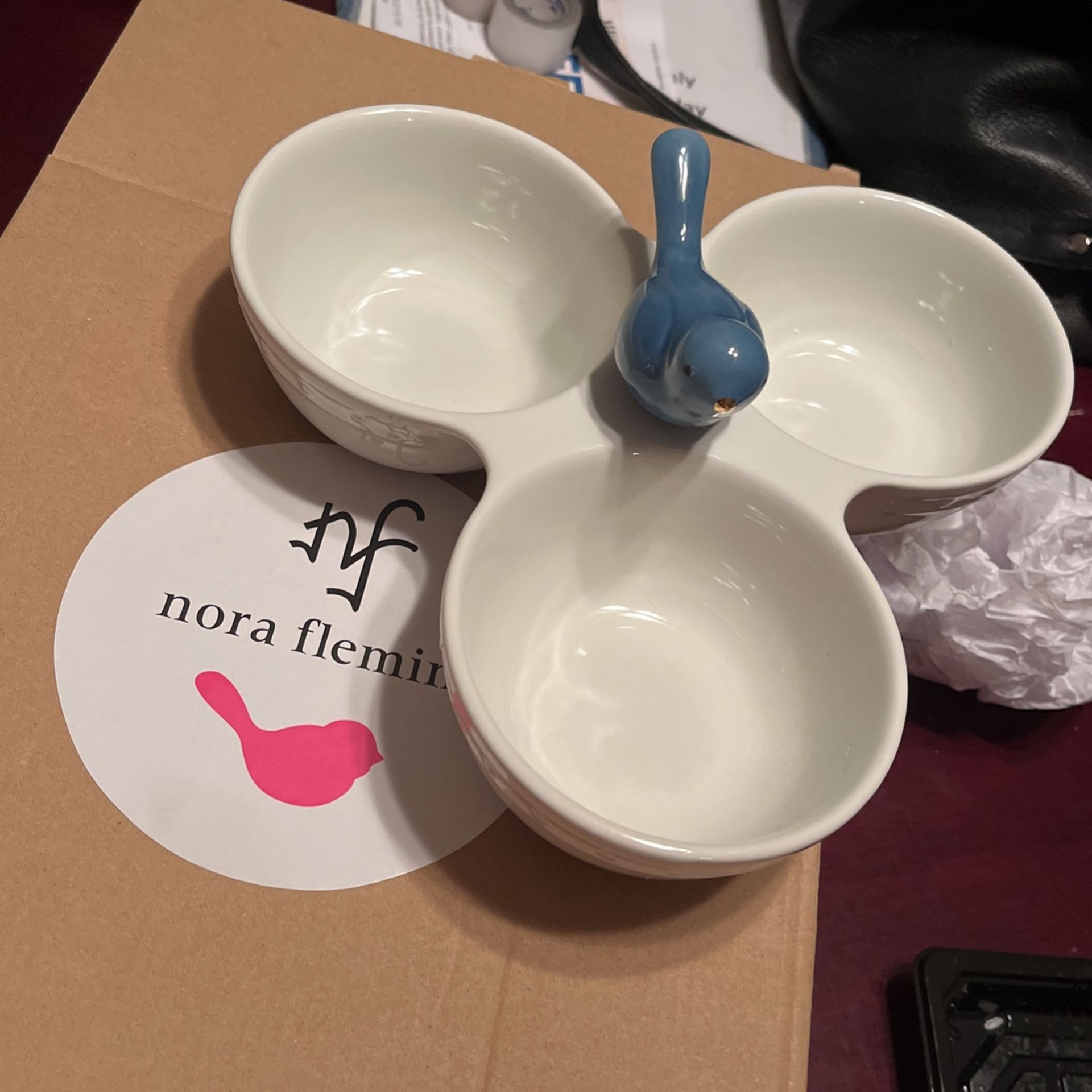 Nora Fleming Triple Dish Servingware New In Box