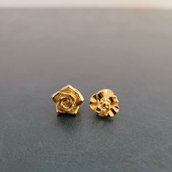 Flower Lapel/Scatter/Collar Pins, Gold Tone - Set of 2