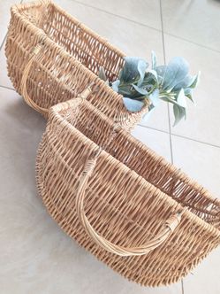 Wicker Rattan Market Basket Tote Bag