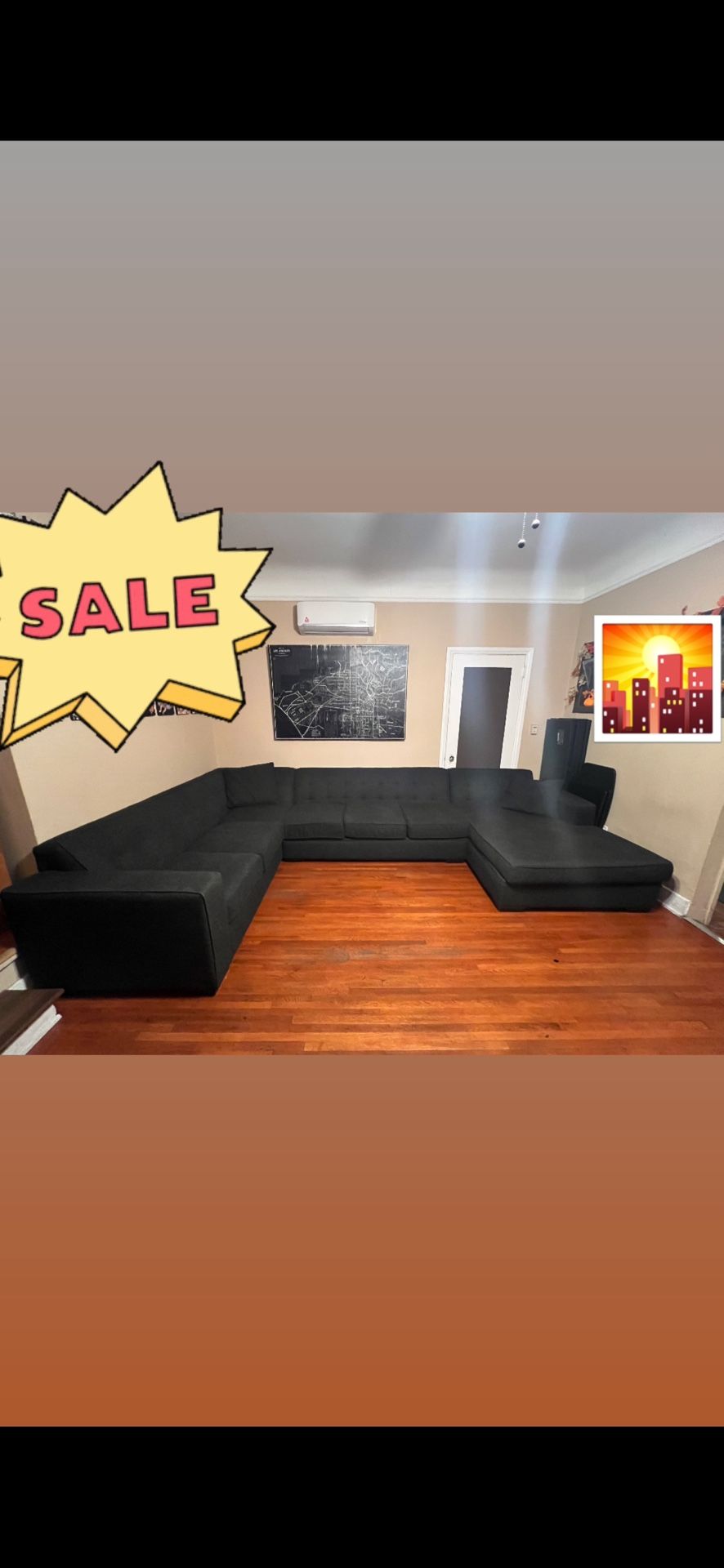 Large Sectional Charcoal Sofa For Sale. $250.00