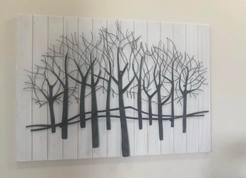 Elegant wood and metal wall art