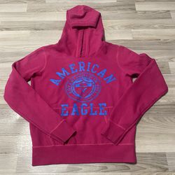 American Eagle Women Casual Outdoor Logo Hoodie Sweater Pink Jacket Size XS