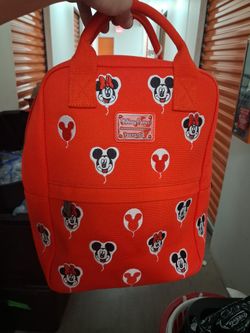 NWT Disney Parks 2025 Mickey and Minnie Balloons Canvas Loungefly Backpack 9x12