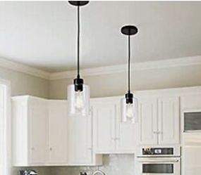 New 2 Pack Black Farmhouse Glass Pendant Lights