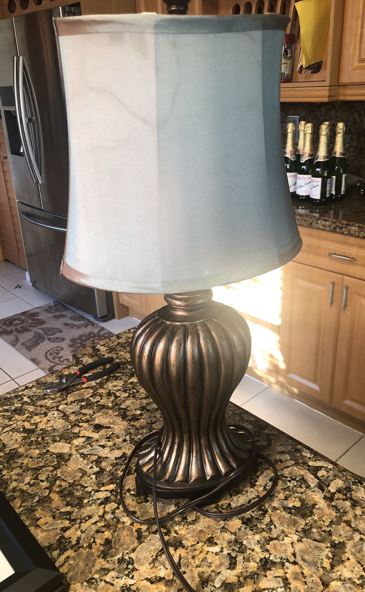 Brushed Copper Satin Shade Lamp