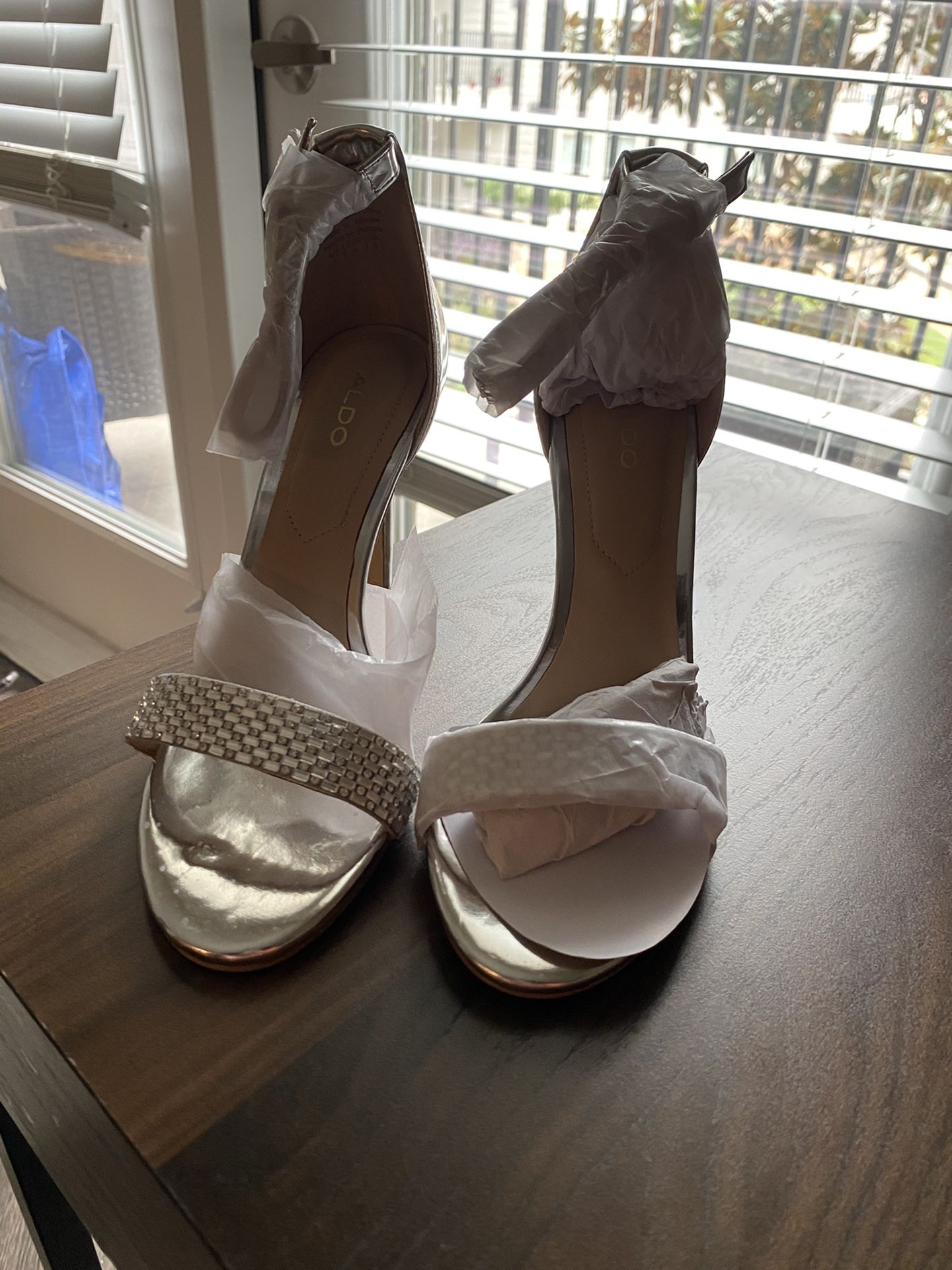 Silver heels from Aldo (size 6)