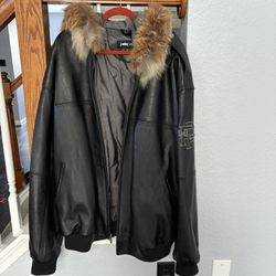 Pelle Pelle Leather Jacket With Fur Collar