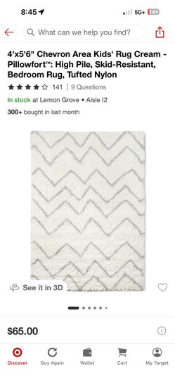 4'x5'6" Chevron Area Kids' Rug Cream - Pillowfort™: High Pile, Skid-Resistant, Bedroom Rug, Tufted Nylon