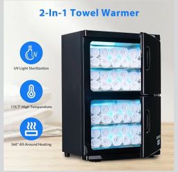 T) Hot Towel Warmer Professional, Double Cabinets Hot Bath Towel Warmer, 46L Large Capacity for Spa Beauty Salon Restaurant Barber Shop, Massage & Fac