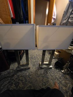 Pair of modern lamps with rectangular shades