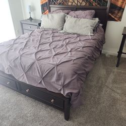 Queen Bed frame, Dresser, Mirror, night stand (no matress or box spring?)