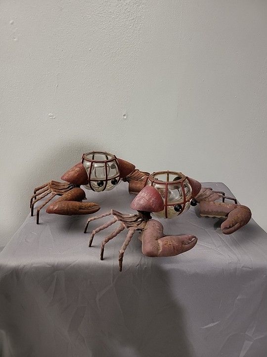 Crustacean Ourdoor Vintage Small Candle/ Tealight Holder Set Of 2 (U)