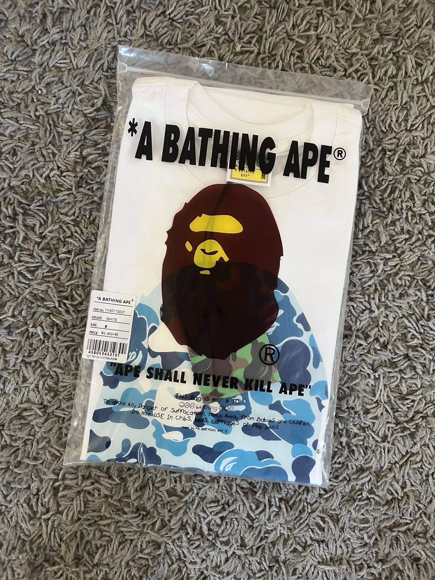 WHITE BLUE BAPE TEE