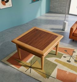 Vintage Mid-Century Modern Two-Tone Square Side Table - 20"x20"